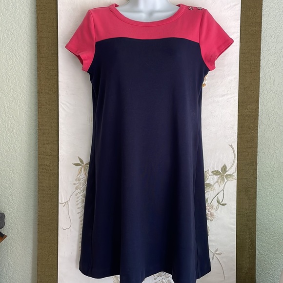 Tee Shirt Dress navy pink Talbots Small Petite - Picture 8 of 8